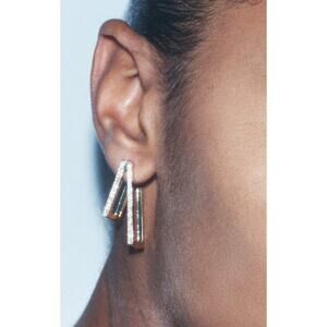 Nwt- Zara - SPARKLY DOUBLE EARRINGS